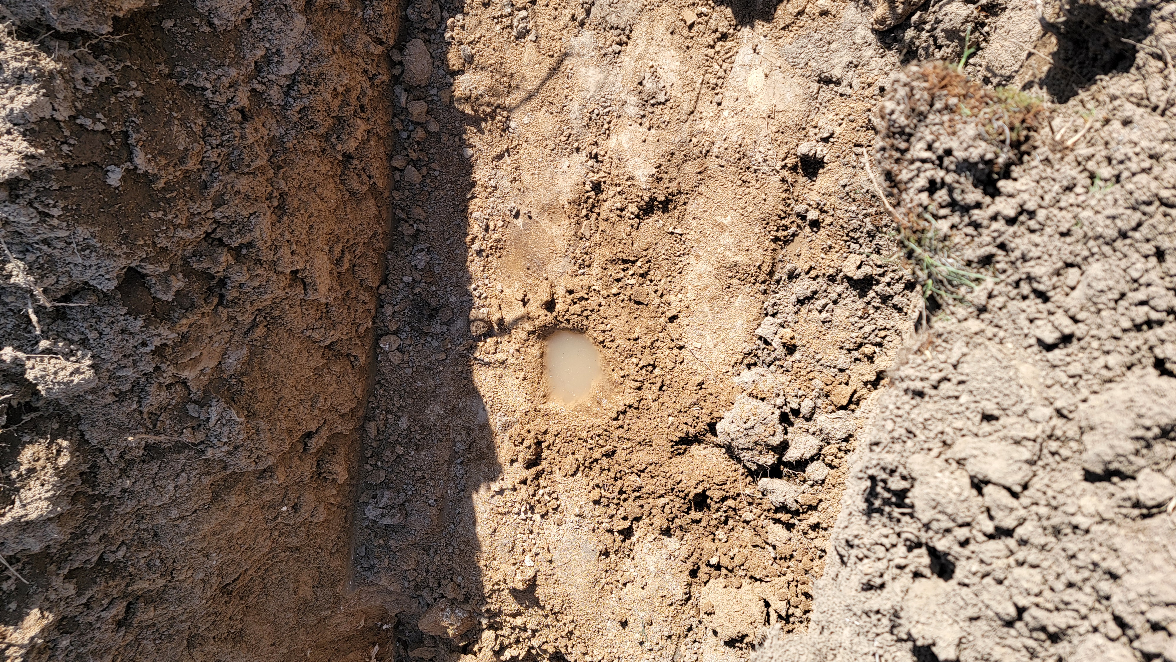 Close up of water in test hole.