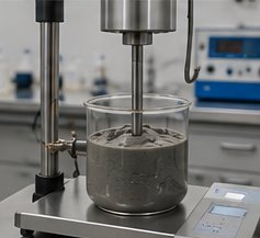Laboratory rheology test of a cementitious mix